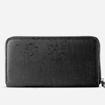 Corkor - Long Cork Zip Around Wallet - Black