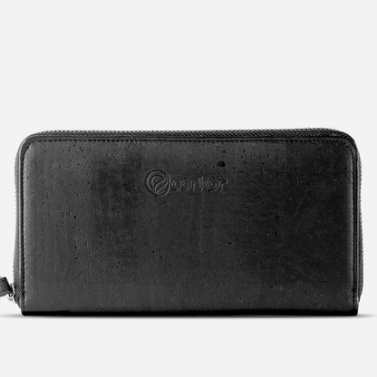 Corkor - Long Cork Zip Around Wallet - Black