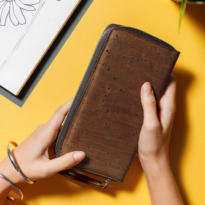 Corkor - Long Accordion Wallet Made from Cork - Brown