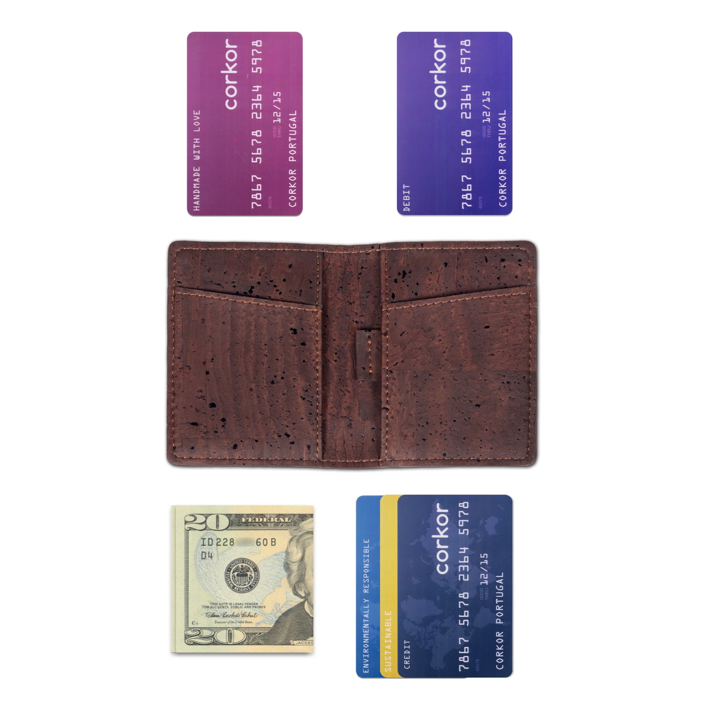 Corkor - Cork Minimalist Wallet - Brown